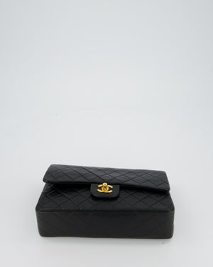 Chanel Vintage Medium Classic Double Flap Bag in Black Lambskin Leather with 24k Gold Hardware