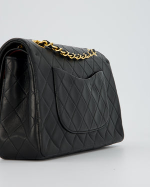 Chanel Vintage Medium Classic Double Flap Bag in Black Lambskin Leather with 24k Gold Hardware