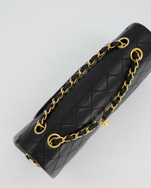 Chanel Vintage Medium Classic Double Flap Bag in Black Lambskin Leather with 24k Gold Hardware