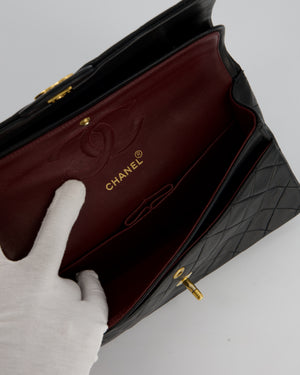 Chanel Vintage Medium Classic Double Flap Bag in Black Lambskin Leather with 24k Gold Hardware