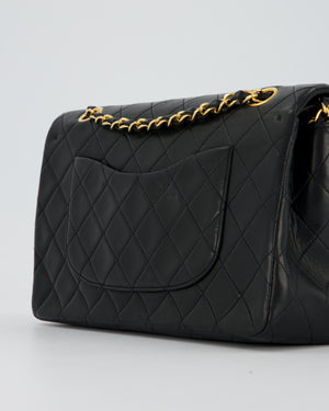 Chanel Vintage Medium Classic Double Flap Bag in Black Lambskin Leather with 24k Gold Hardware