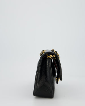 Chanel Vintage Medium Classic Double Flap Bag in Black Lambskin Leather with 24k Gold Hardware