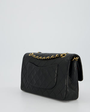 Chanel Vintage Medium Classic Double Flap Bag in Black Lambskin Leather with 24k Gold Hardware