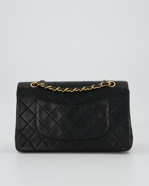 Chanel Vintage Medium Classic Double Flap Bag in Black Lambskin Leather with 24k Gold Hardware