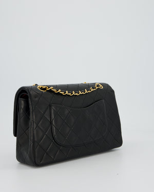 Chanel Vintage Medium Classic Double Flap Bag in Black Lambskin Leather with 24k Gold Hardware