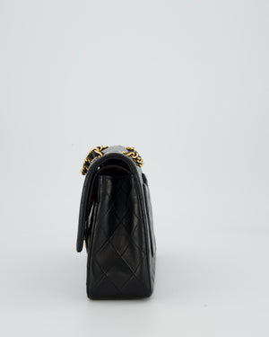 Chanel Vintage Medium Classic Double Flap Bag in Black Lambskin Leather with 24k Gold Hardware