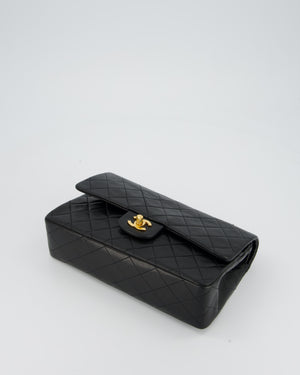 Chanel Vintage Medium Classic Double Flap Bag in Black Lambskin Leather with 24k Gold Hardware