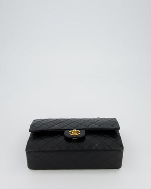 *AMAZING CONDITION* Chanel Vintage Medium Classic Double Flap Bag in Black Lambskin Leather with 24k Gold Hardware