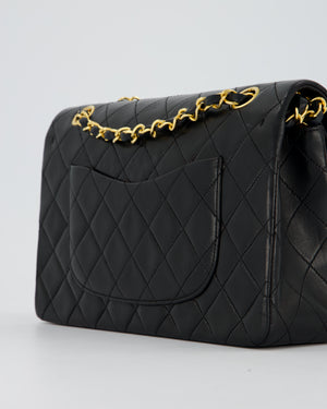 *AMAZING CONDITION* Chanel Vintage Medium Classic Double Flap Bag in Black Lambskin Leather with 24k Gold Hardware