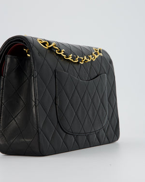 *AMAZING CONDITION* Chanel Vintage Medium Classic Double Flap Bag in Black Lambskin Leather with 24k Gold Hardware