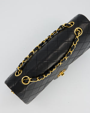*AMAZING CONDITION* Chanel Vintage Medium Classic Double Flap Bag in Black Lambskin Leather with 24k Gold Hardware