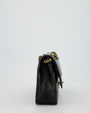 *AMAZING CONDITION* Chanel Vintage Medium Classic Double Flap Bag in Black Lambskin Leather with 24k Gold Hardware