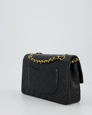*AMAZING CONDITION* Chanel Vintage Medium Classic Double Flap Bag in Black Lambskin Leather with 24k Gold Hardware
