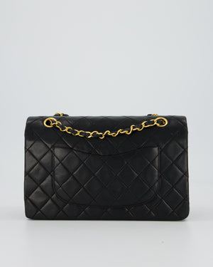 *AMAZING CONDITION* Chanel Vintage Medium Classic Double Flap Bag in Black Lambskin Leather with 24k Gold Hardware