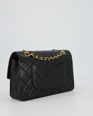 *AMAZING CONDITION* Chanel Vintage Medium Classic Double Flap Bag in Black Lambskin Leather with 24k Gold Hardware