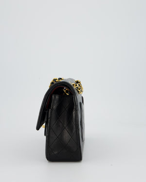 *AMAZING CONDITION* Chanel Vintage Medium Classic Double Flap Bag in Black Lambskin Leather with 24k Gold Hardware