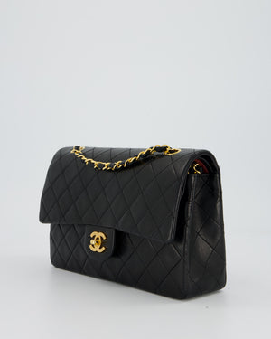 *AMAZING CONDITION* Chanel Vintage Medium Classic Double Flap Bag in Black Lambskin Leather with 24k Gold Hardware