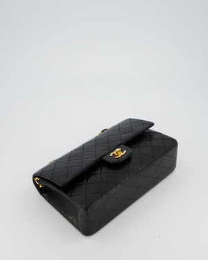 *AMAZING CONDITION* Chanel Vintage Medium Classic Double Flap Bag in Black Lambskin Leather with 24k Gold Hardware