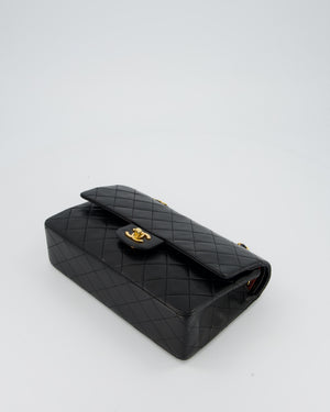 *AMAZING CONDITION* Chanel Vintage Medium Classic Double Flap Bag in Black Lambskin Leather with 24k Gold Hardware