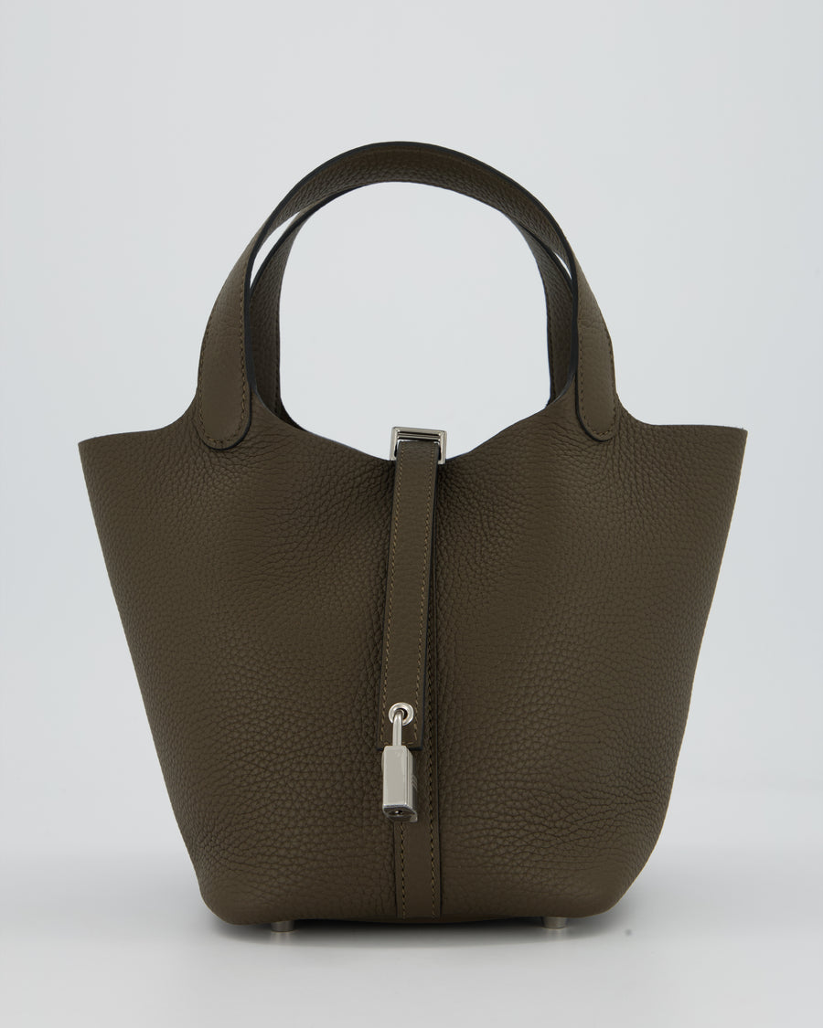 Hermès Picotin Lock 18 Bag in Vert Loden Taurillon Clemence with Palladium Hardware