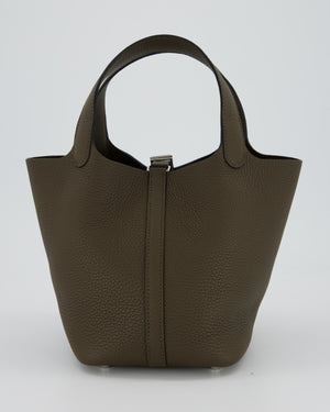 Hermès Picotin Lock 18 Bag in Vert Loden Taurillon Clemence with Palladium Hardware