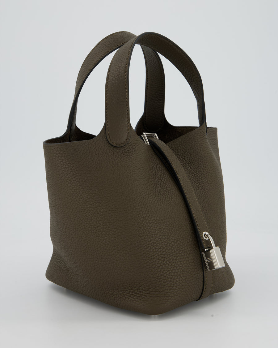 Hermès Picotin Lock 18 Bag in Vert Loden Taurillon Clemence with Palladium Hardware