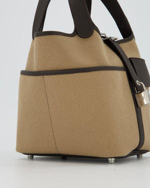 Hermès Picotin 18 Lock Cargo Bag in Mousse Canvas and Bai Brun Swift Leather with Palladium Hardware