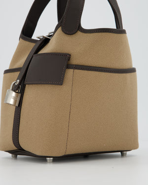 Hermès Picotin 18 Lock Cargo Bag in Mousse Canvas and Bai Brun Swift Leather with Palladium Hardware