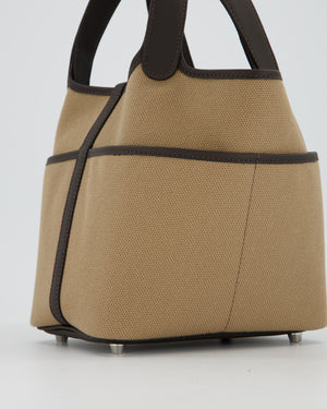 Hermès Picotin 18 Lock Cargo Bag in Mousse Canvas and Bai Brun Swift Leather with Palladium Hardware