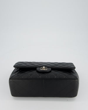 Chanel Black Jumbo Classic Double Flap Bag in Lambskin Leather with Silver Hardware