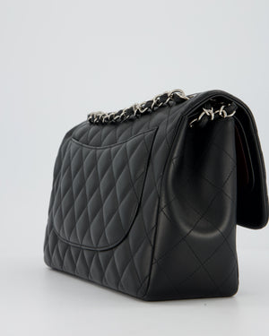 Chanel Black Jumbo Classic Double Flap Bag in Lambskin Leather with Silver Hardware