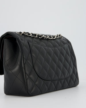 Chanel Black Jumbo Classic Double Flap Bag in Lambskin Leather with Silver Hardware