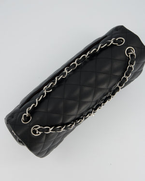 Chanel Black Jumbo Classic Double Flap Bag in Lambskin Leather with Silver Hardware