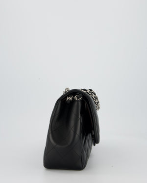 Chanel Black Jumbo Classic Double Flap Bag in Lambskin Leather with Silver Hardware