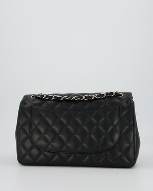 Chanel Black Jumbo Classic Double Flap Bag in Lambskin Leather with Silver Hardware