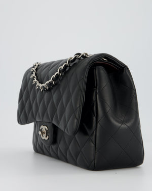 Chanel Black Jumbo Classic Double Flap Bag in Lambskin Leather with Silver Hardware