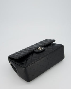 Chanel Black Jumbo Classic Double Flap Bag in Lambskin Leather with Silver Hardware