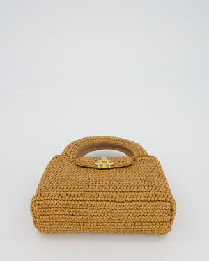 *HOT* Chanel Brown Small Kelly Shopping Bag in Raffia with Brushed Gold Hardware