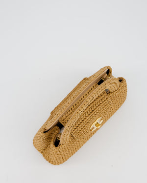 *HOT* Chanel Brown Small Kelly Shopping Bag in Raffia with Brushed Gold Hardware