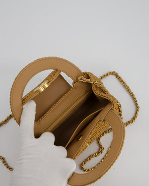 *HOT* Chanel Brown Small Kelly Shopping Bag in Raffia with Brushed Gold Hardware