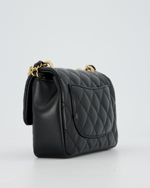 Chanel Black Pearl Twist Mini Square Single Flap Bag In Lambskin Leather With Gold Hardware