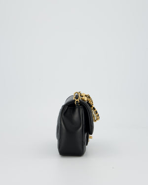 Chanel Black Pearl Twist Mini Square Single Flap Bag In Lambskin Leather With Gold Hardware