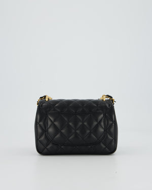 Chanel Black Pearl Twist Mini Square Single Flap Bag In Lambskin Leather With Gold Hardware