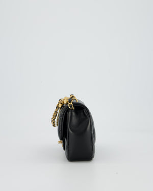 Chanel Black Pearl Twist Mini Square Single Flap Bag In Lambskin Leather With Gold Hardware