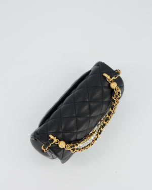 Chanel Black Pearl Twist Mini Square Single Flap Bag In Lambskin Leather With Gold Hardware
