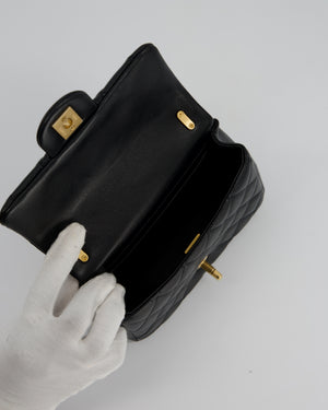 Chanel Black Pearl Twist Mini Square Single Flap Bag In Lambskin Leather With Gold Hardware