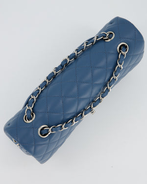Chanel Dusty Blue Medium Classic Double Flap Bag in Lambskin Leather with Silver Hardware