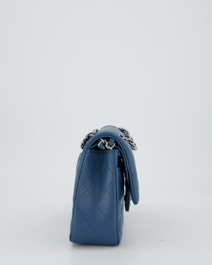 Chanel Dusty Blue Medium Classic Double Flap Bag in Lambskin Leather with Silver Hardware