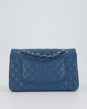 Chanel Dusty Blue Medium Classic Double Flap Bag in Lambskin Leather with Silver Hardware