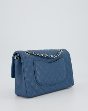 Chanel Dusty Blue Medium Classic Double Flap Bag in Lambskin Leather with Silver Hardware